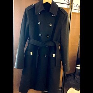 Michael Kors double-breasted wool blend coat Blk